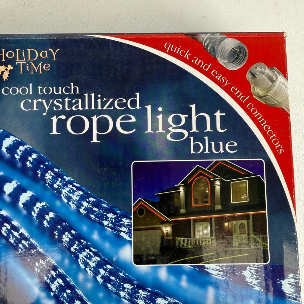 Holiday Time 18ft Blue Crystallized Rope Light Indoor Outdoor Set of 2